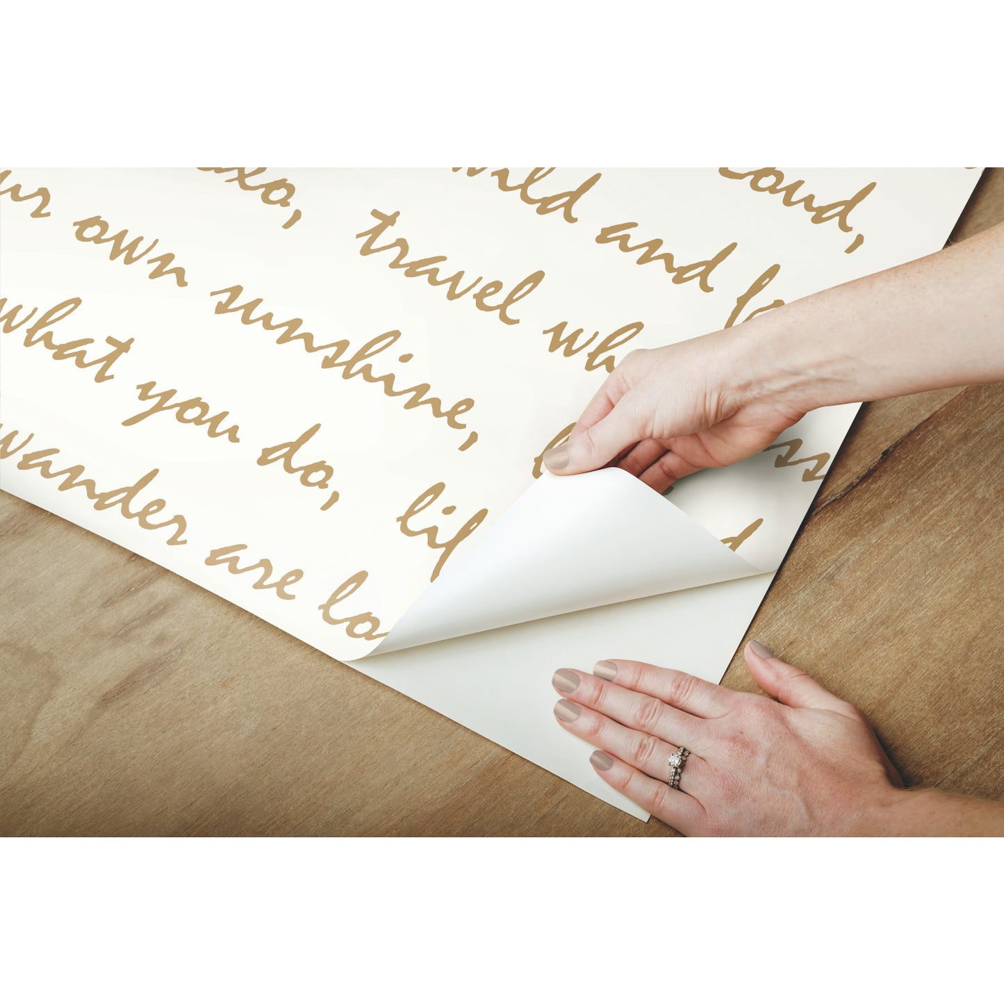 York Wallcoverings RoomMates Dream Big Script Gold Peel and Stick Wallpaper Modern Zen Yellows  Wallpaper - RMK9006WP