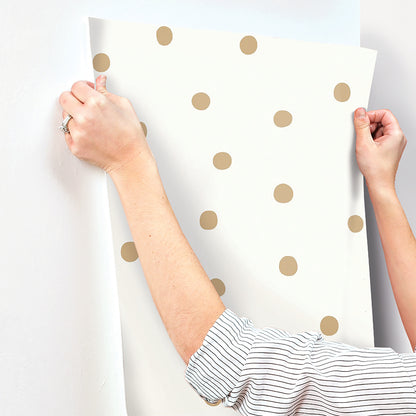 York Wallcoverings RoomMates Dots Gold Peel and Stick Wallpaper Modern Global Yellows  Wallpaper - RMK9012WP