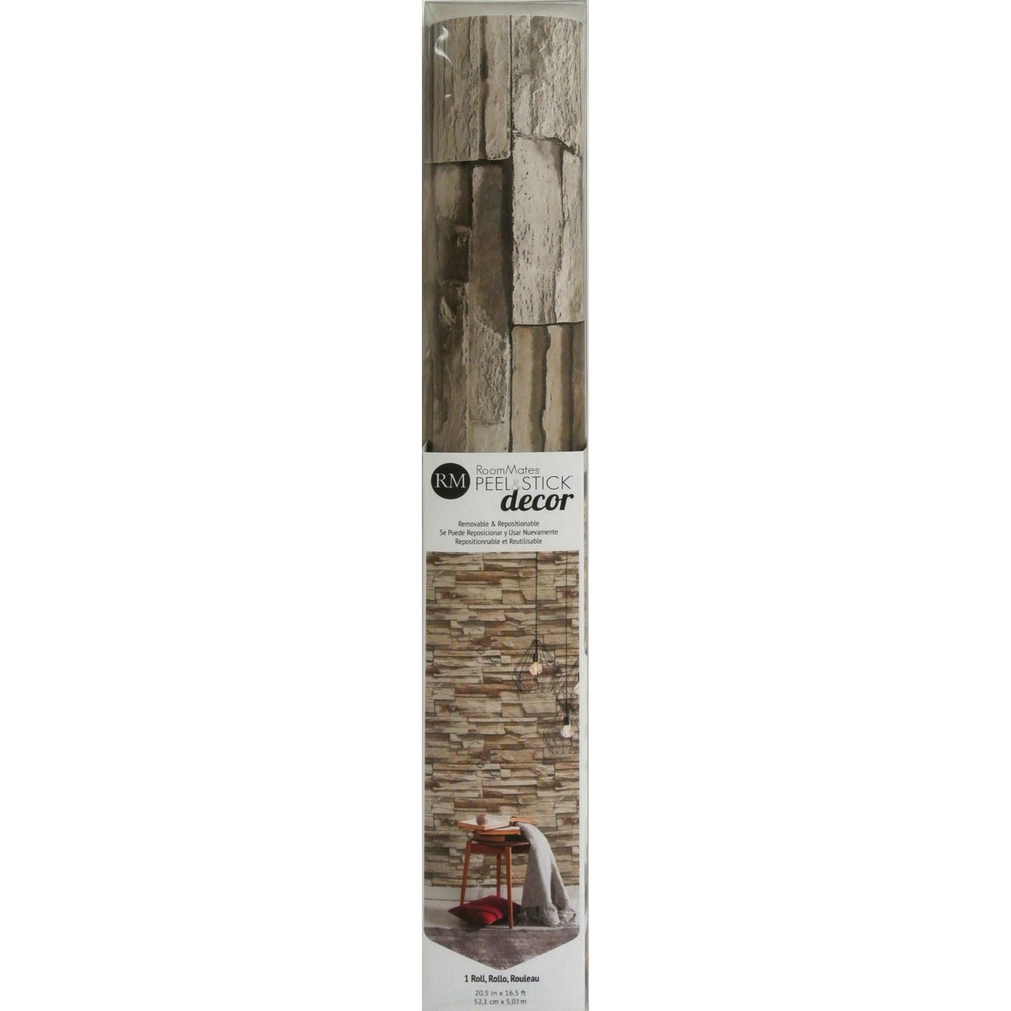 York Wallcoverings RoomMates Stacked Stone Brown Peel and Stick Wallpaper Industrial Nature Browns  Wallpaper - RMK9025WP