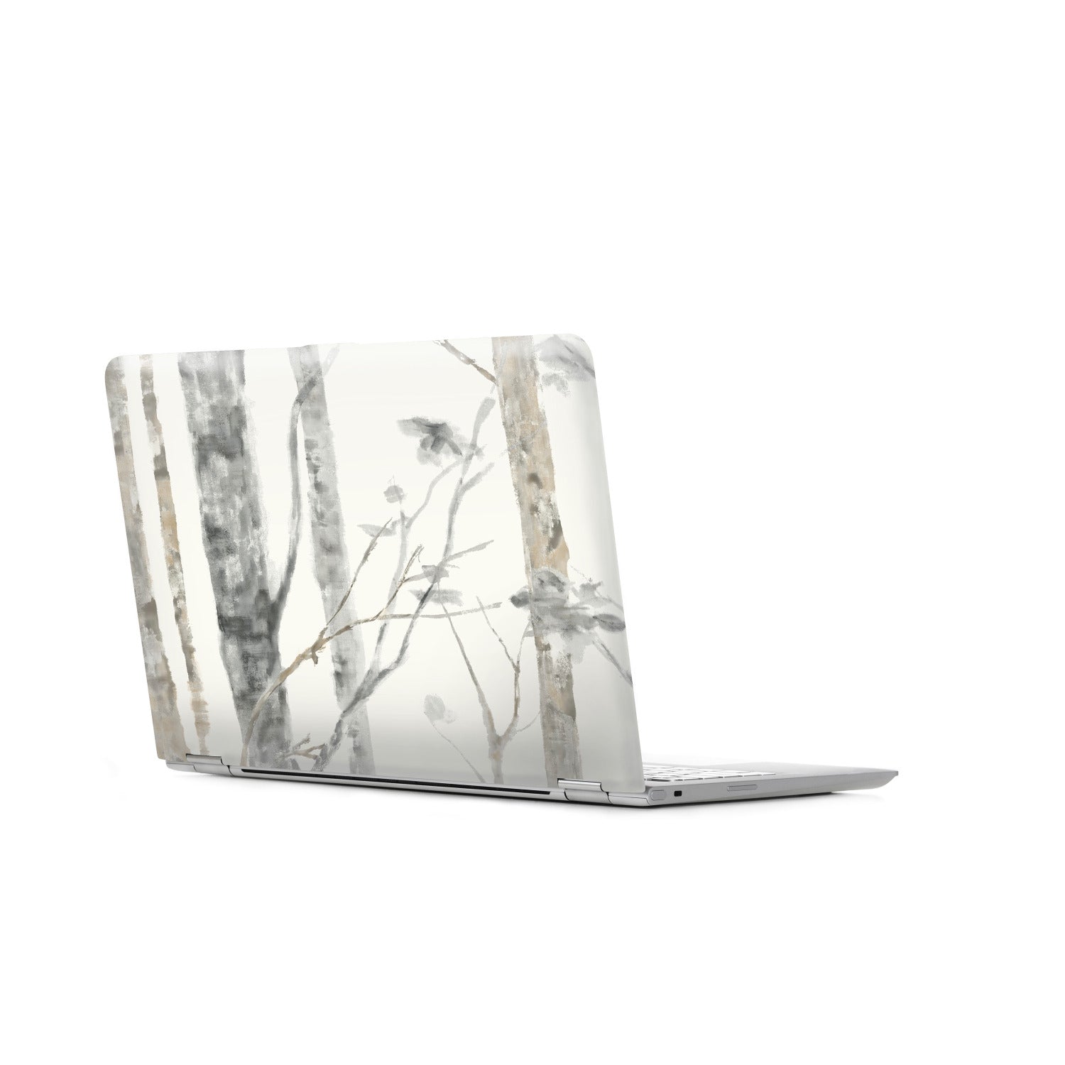 Brown birch tree wallpaper with a photographic botanical design; peel-and-stick.