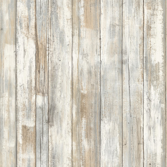 York Wallcoverings RoomMates Distressed Wood Tan Peel and Stick Wallpaper Farmhouse Nature Neutrals  Wallpaper - RMK9050WP