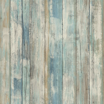 York Wallcoverings RoomMates Distressed Wood Blue Peel and Stick Wallpaper Farmhouse Nature Blues  Wallpaper - RMK9052WP