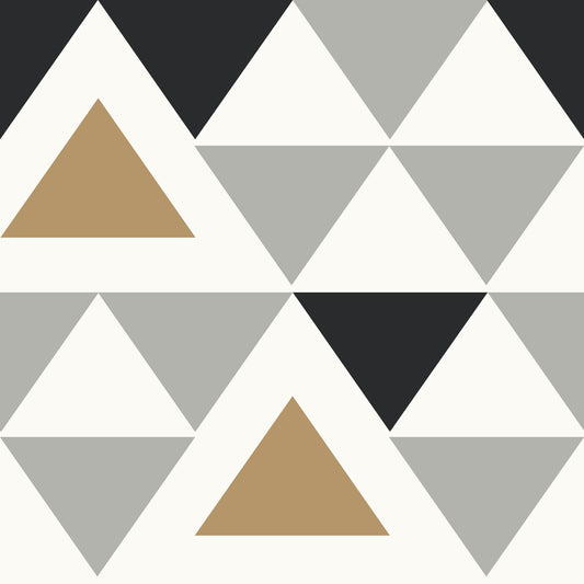 York Wallcoverings RoomMates Geometric Triangle Black Peel and Stick Wallpaper Modern Global Multicolor  Wallpaper - RMK9055WP