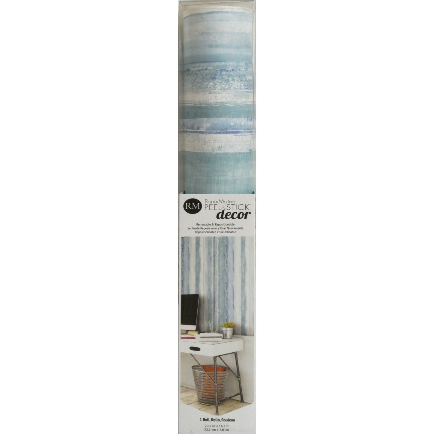 York Wallcoverings RoomMates Watercolor Stripe Blue Peel and Stick Wallpaper Modern Global Blues  Wallpaper - RMK9061WP