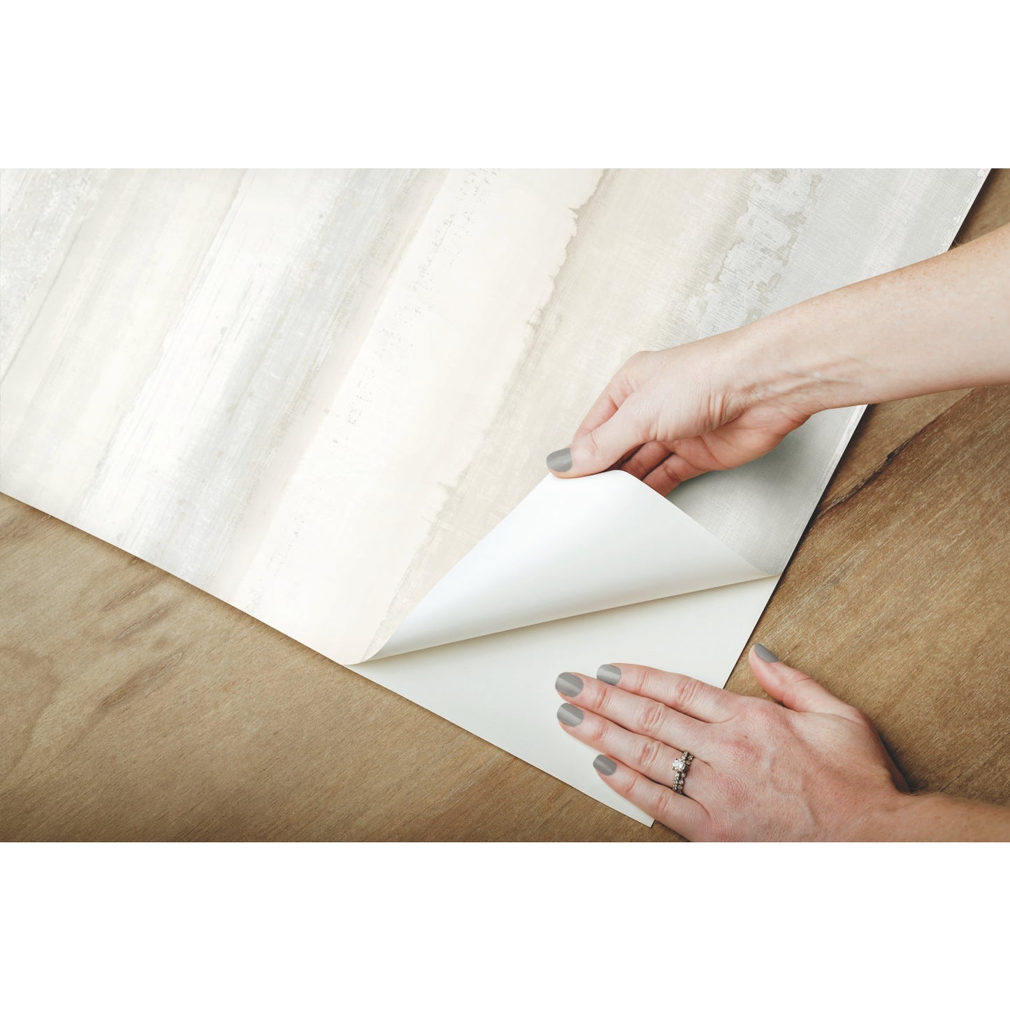 York Wallcoverings RoomMates Watercolor Stripe Tan Peel and Stick Wallpaper Modern Global Neutrals  Wallpaper - RMK9062WP