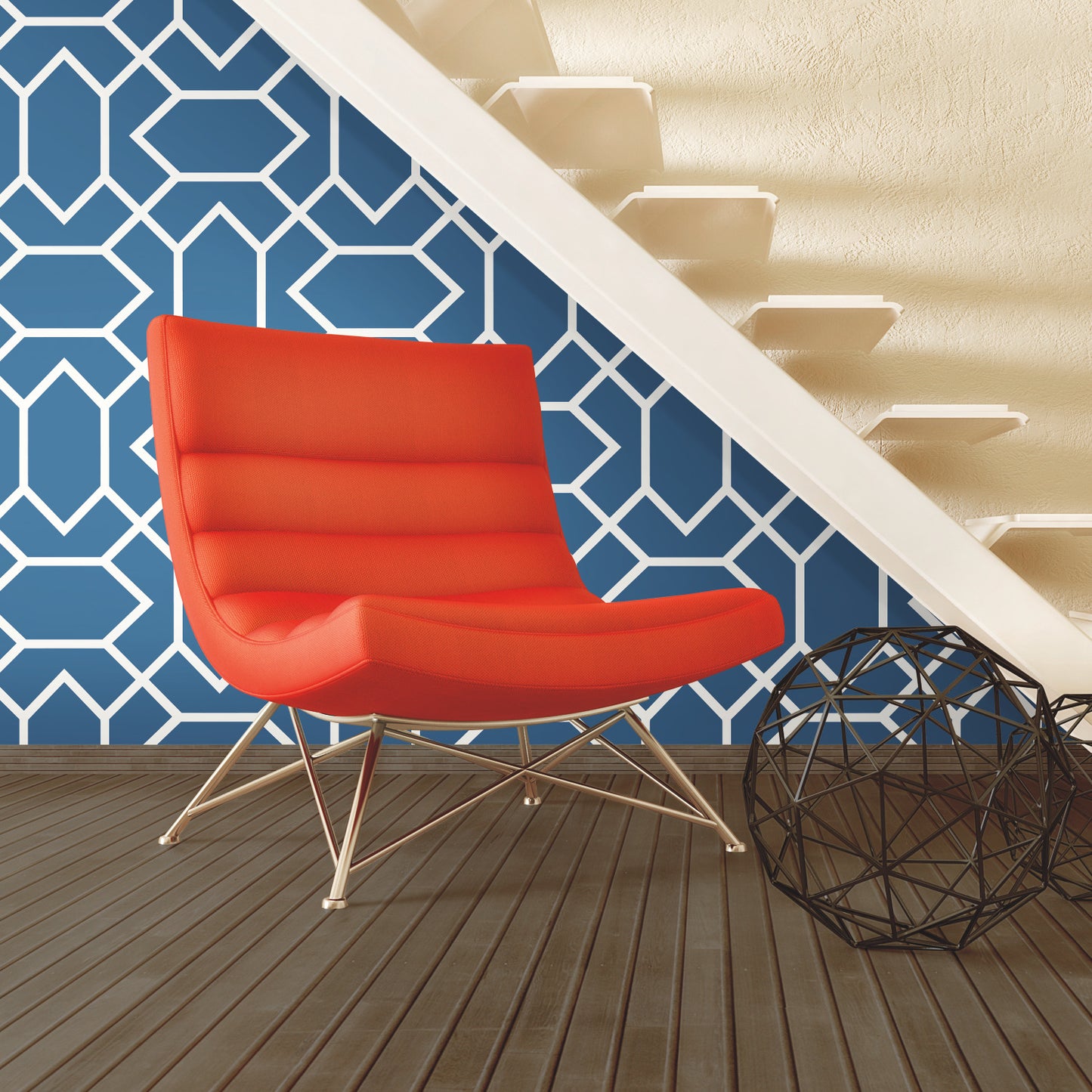 York Wallcoverings RoomMates Modern Geometric Blue Peel and Stick Wallpaper Modern Global Blues  Wallpaper - RMK9066WP
