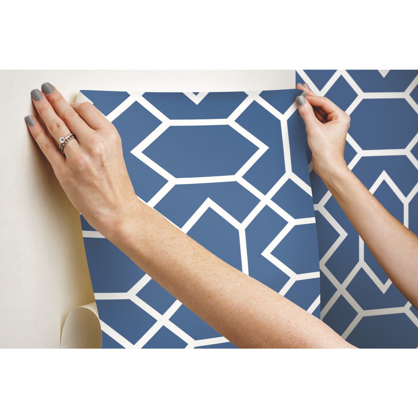 York Wallcoverings RoomMates Modern Geometric Blue Peel and Stick Wallpaper Modern Global Blues  Wallpaper - RMK9066WP