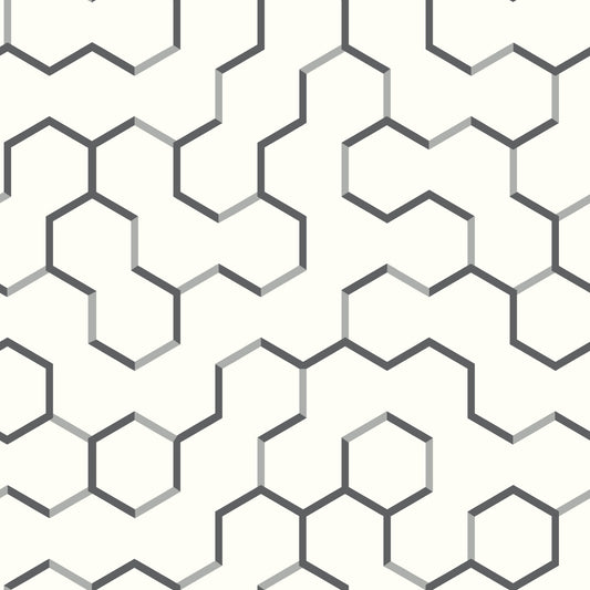 York Wallcoverings RoomMates Open Geometric Black Peel and Stick Wallpaper Modern Global Blacks  Wallpaper - RMK9091WP