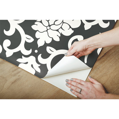 York Wallcoverings RoomMates Damask Black Peel and Stick Wallpaper Traditional Global Blacks  Wallpaper - RMK9114WP