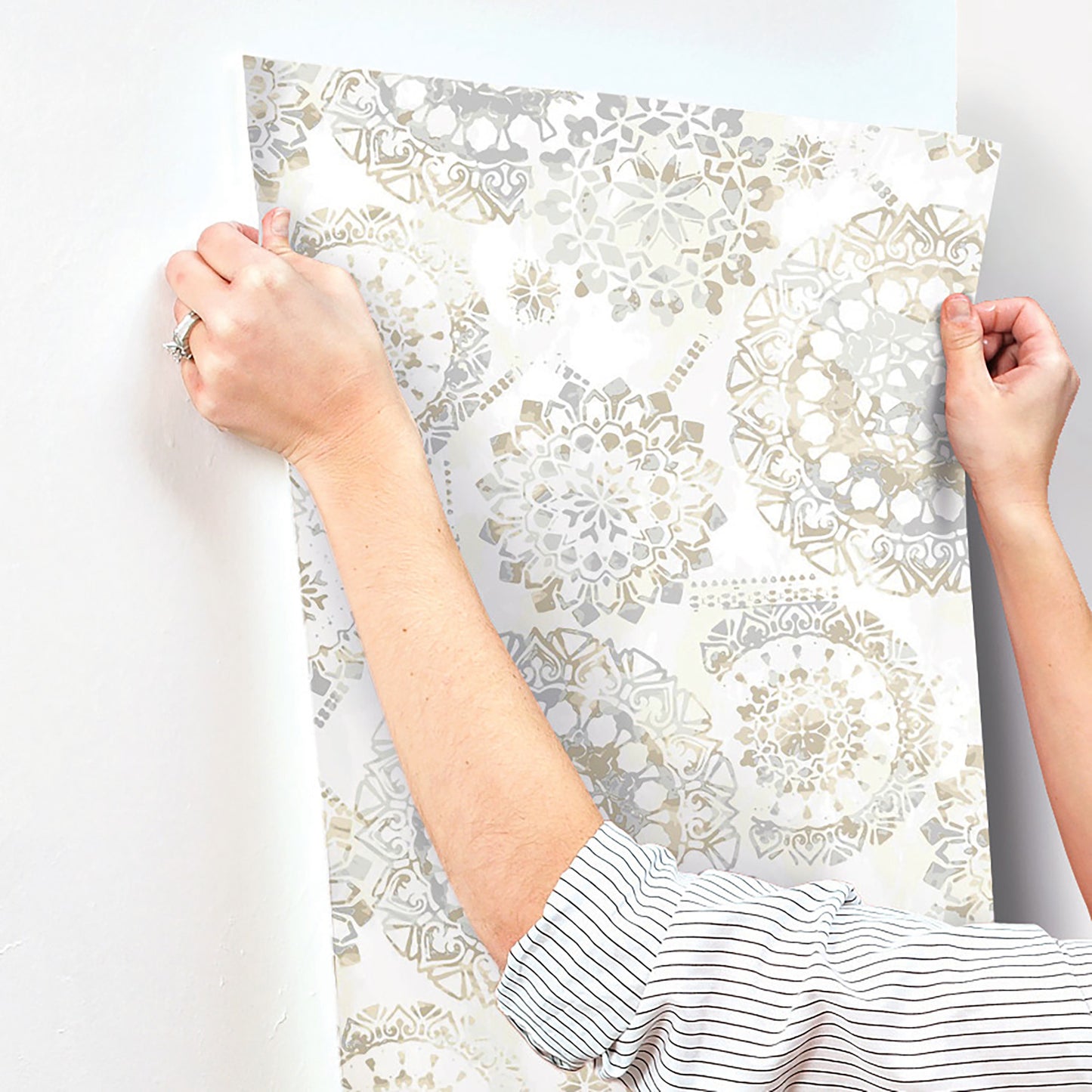 York Wallcoverings RoomMates Bohemian Blue Peel and Stick Wallpaper Bohemian Global Neutrals  Wallpaper - RMK9122WP