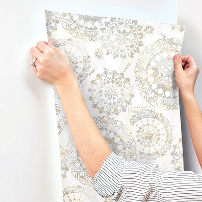 York Wallcoverings RoomMates Bohemian Blue Peel and Stick Wallpaper Bohemian Global Neutrals  Wallpaper - RMK9122WP