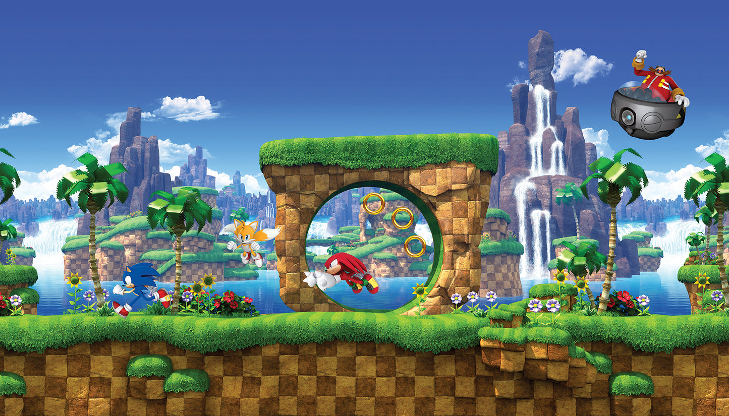 York Wallcoverings RoomMates Sonic the Hedgehog Green Hill P&S Mural Graphics Kids Blue  Current Peel & Stick - RMM1346