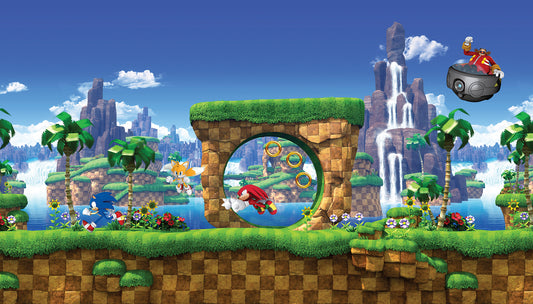 York Wallcoverings RoomMates Sonic the Hedgehog Green Hill P&S Mural Graphics Kids Blue  Current Peel & Stick - RMM1346