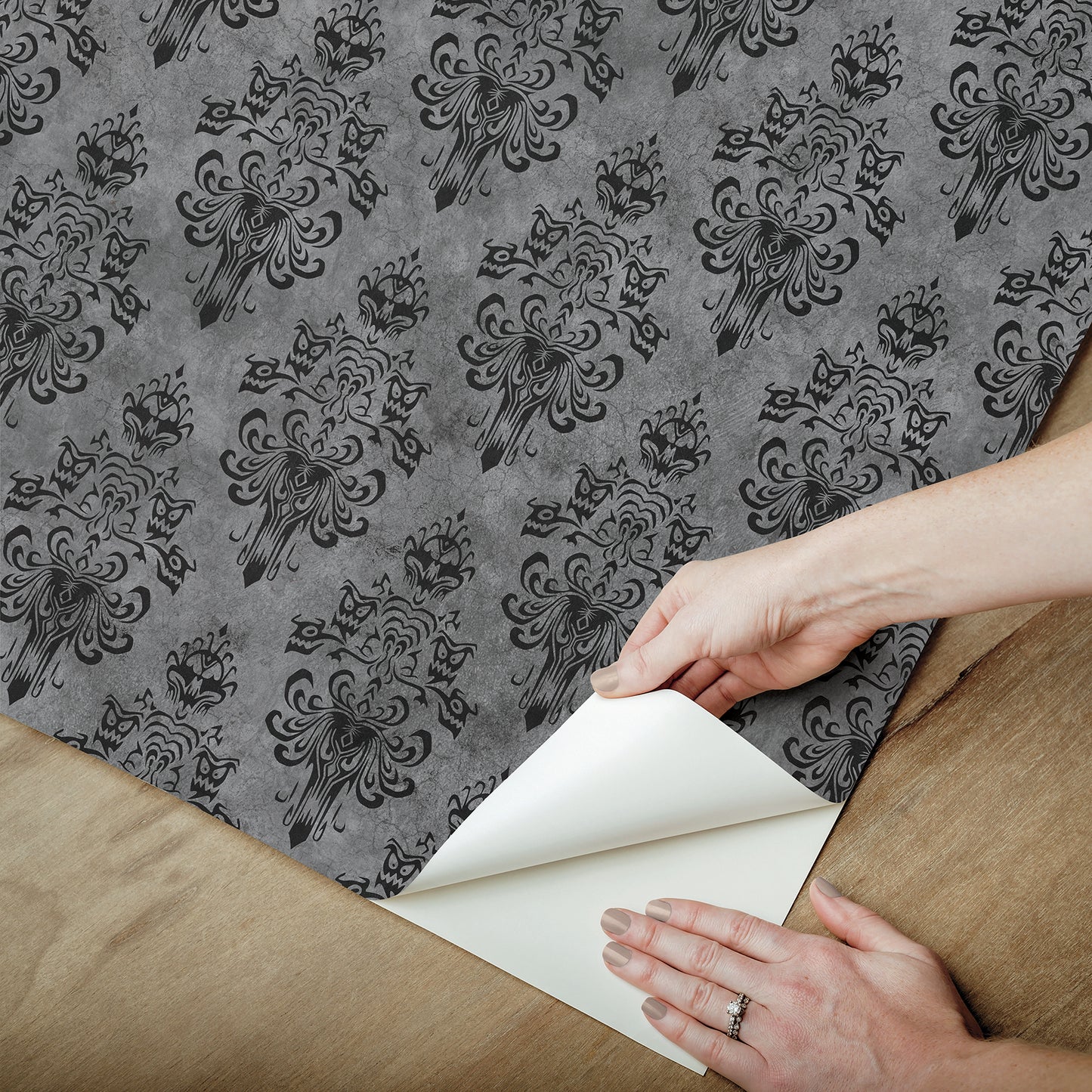 York Wallcoverings RoomMates Disney Haunted Mansion Grey Peel and Stick Wallpaper Whimsical Graphics Greys  Wallpaper - RMWS1220