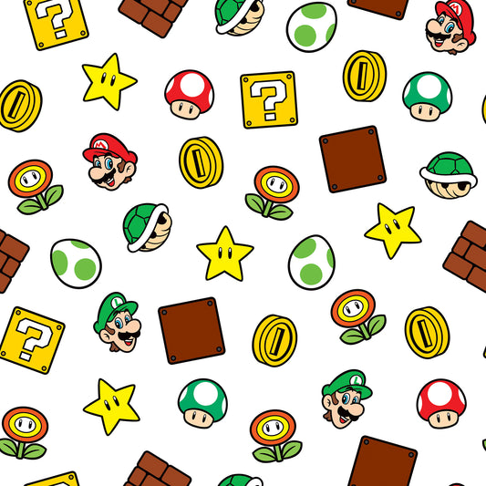 York Wallcoverings RoomMates Nintendo Super Mario Power Up Icons Red and Green Peel and Stick Wallpaper Kids Graphics Yellows  Wallpaper - RMWS1226