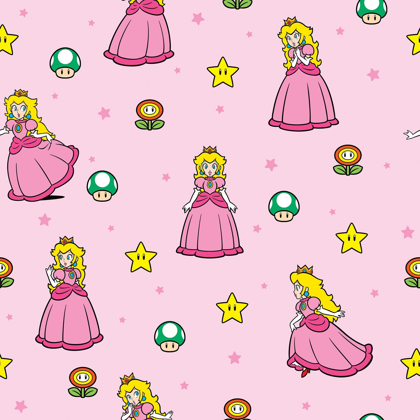 York Wallcoverings RoomMates Super Mario Princess Peach Yellow and Pink Peel and Stick Wallpaper Kids Graphics Pinks  Wallpaper - RMWS1227