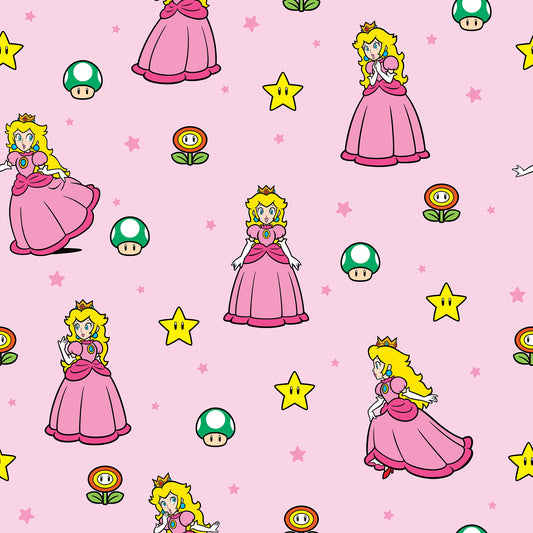 York Wallcoverings RoomMates Super Mario Princess Peach Yellow and Pink Peel and Stick Wallpaper Kids Graphics Pinks  Wallpaper - RMWS1227