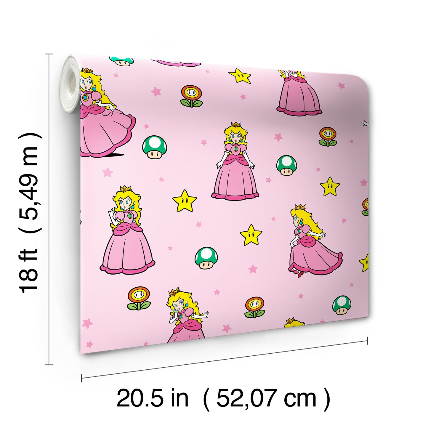 York Wallcoverings RoomMates Super Mario Princess Peach Yellow and Pink Peel and Stick Wallpaper Kids Graphics Pinks  Wallpaper - RMWS1227
