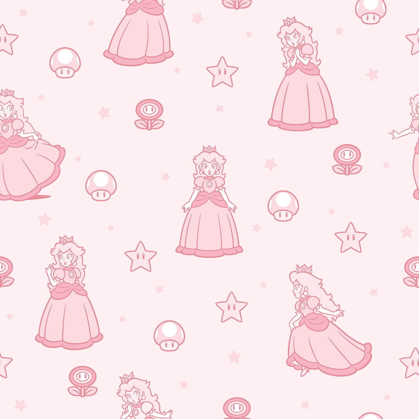 York Wallcoverings RoomMates Super Mario Princess Peach Pink Peel and Stick Wallpaper Kids Graphics Pinks  Wallpaper - RMWS1228
