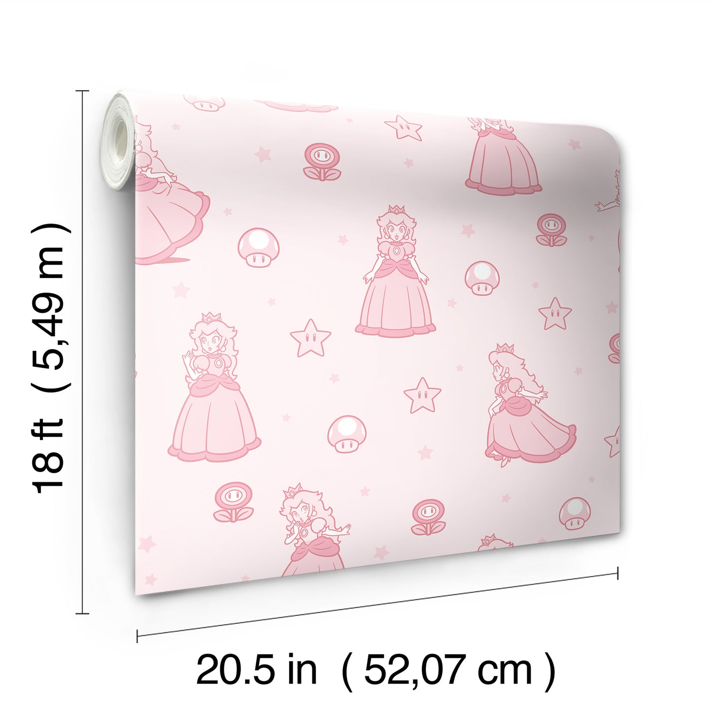 York Wallcoverings RoomMates Super Mario Princess Peach Pink Peel and Stick Wallpaper Kids Graphics Pinks  Wallpaper - RMWS1228