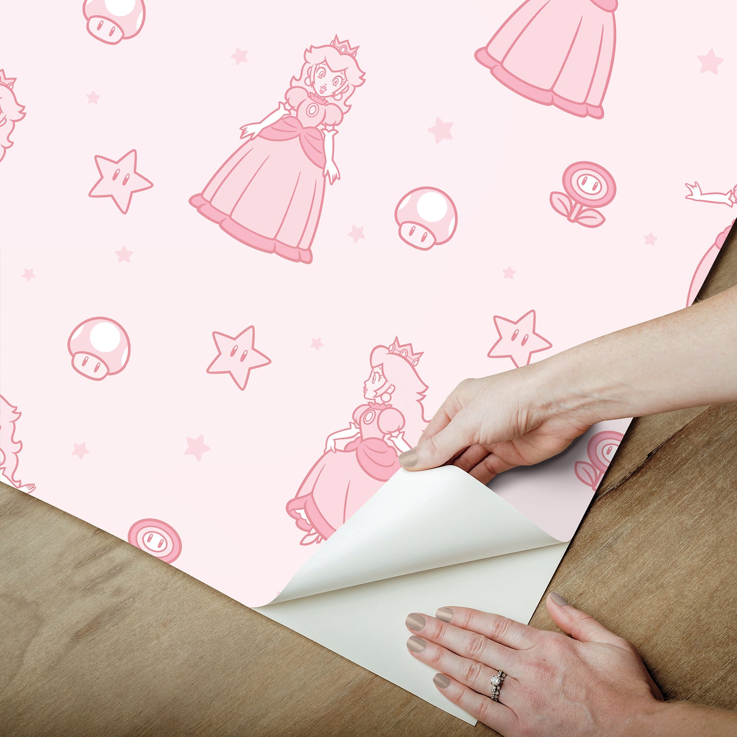 York Wallcoverings RoomMates Super Mario Princess Peach Pink Peel and Stick Wallpaper Kids Graphics Pinks  Wallpaper - RMWS1228