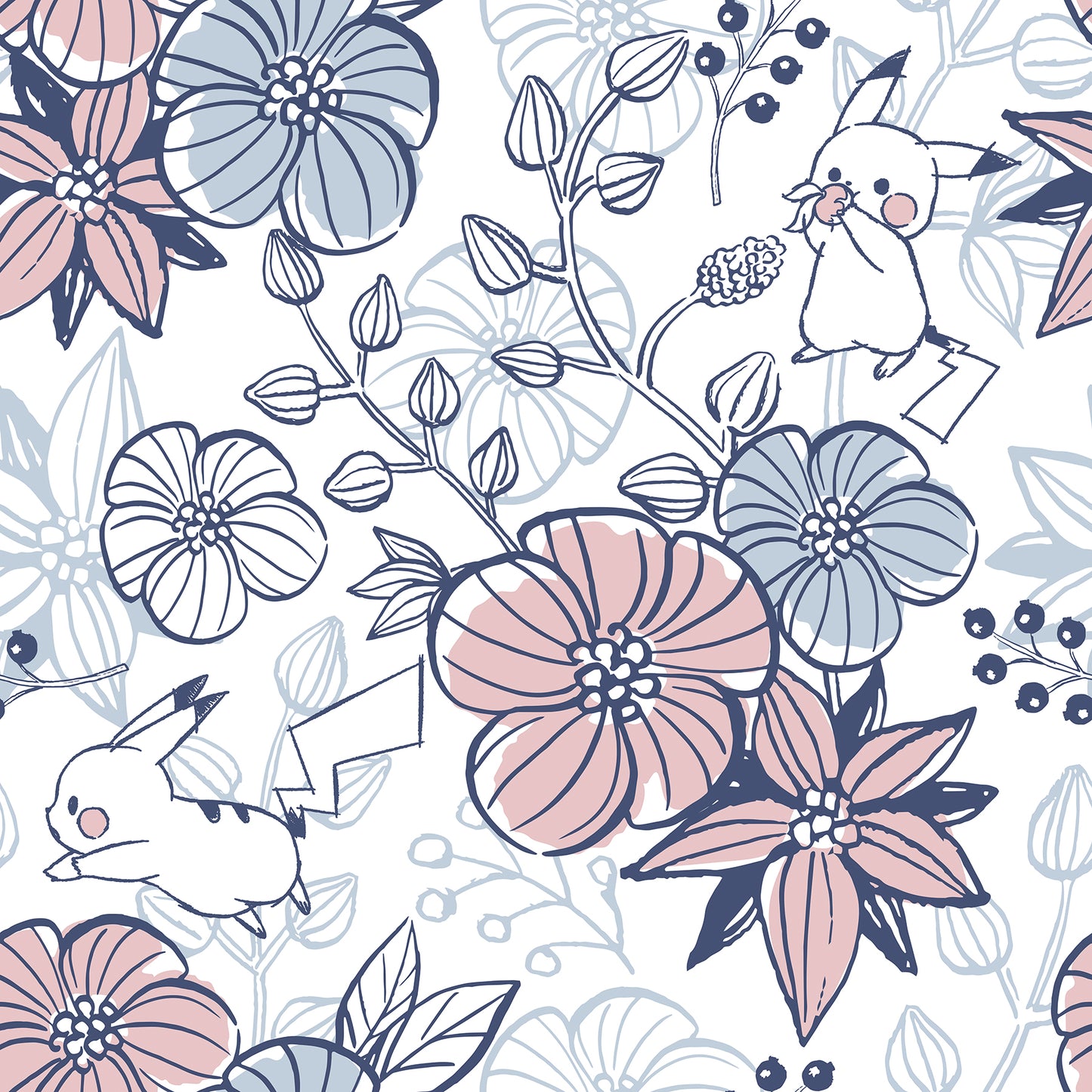 York Wallcoverings RoomMates Pok??mon Pikachu Floral Peel and Stick Wallpaper Kids Botanical Pinks  Wallpaper - RMWS1229