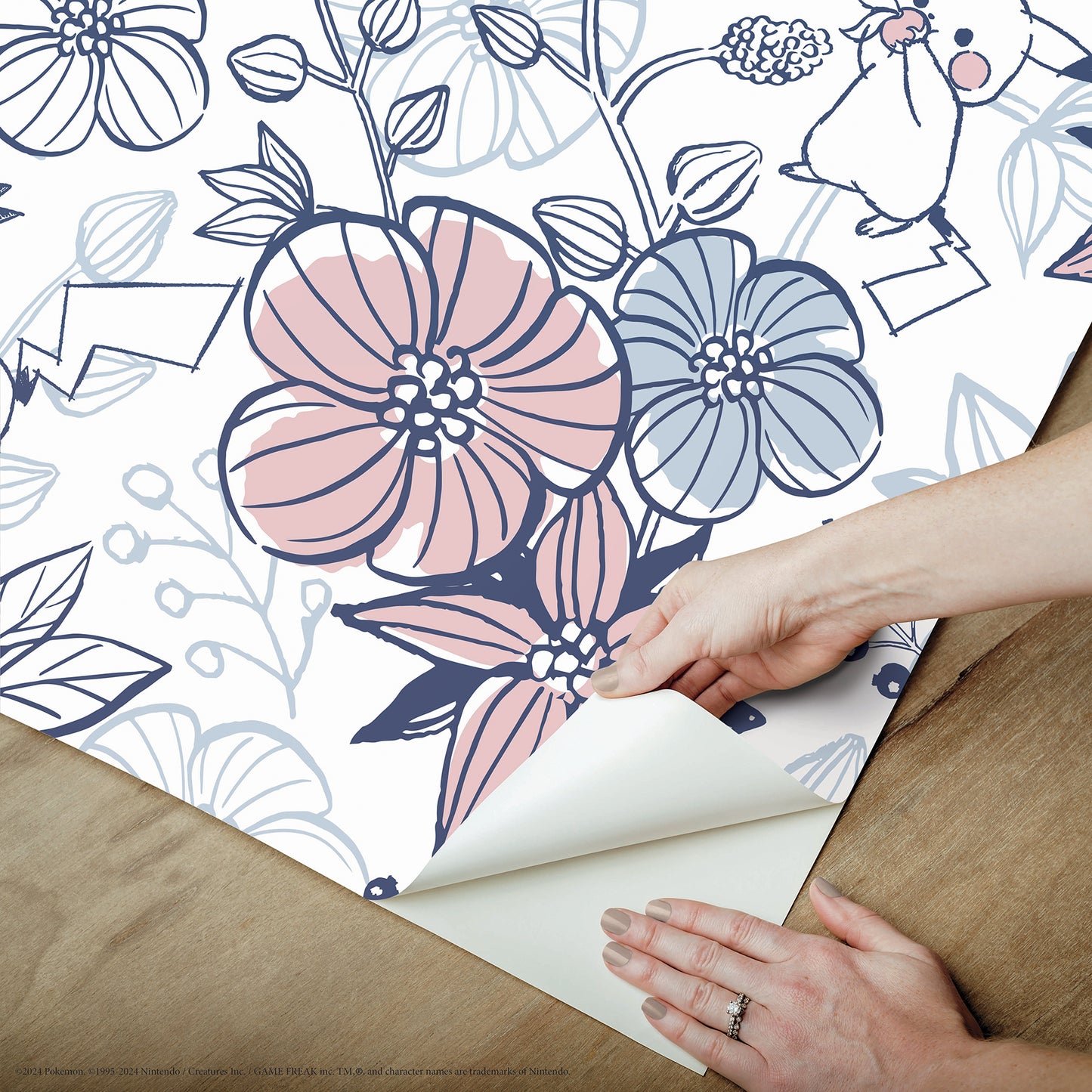 York Wallcoverings RoomMates Pok??mon Pikachu Floral Peel and Stick Wallpaper Kids Botanical Pinks  Wallpaper - RMWS1229