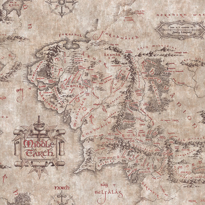 York Wallcoverings RoomMates Lord of the Rings Parchment Middle Earth Map Peel and Stick Wallpaper Vintage Graphics Browns  Wallpaper - RMWS1233