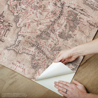 York Wallcoverings RoomMates Lord of the Rings Parchment Middle Earth Map Peel and Stick Wallpaper Vintage Graphics Browns  Wallpaper - RMWS1233