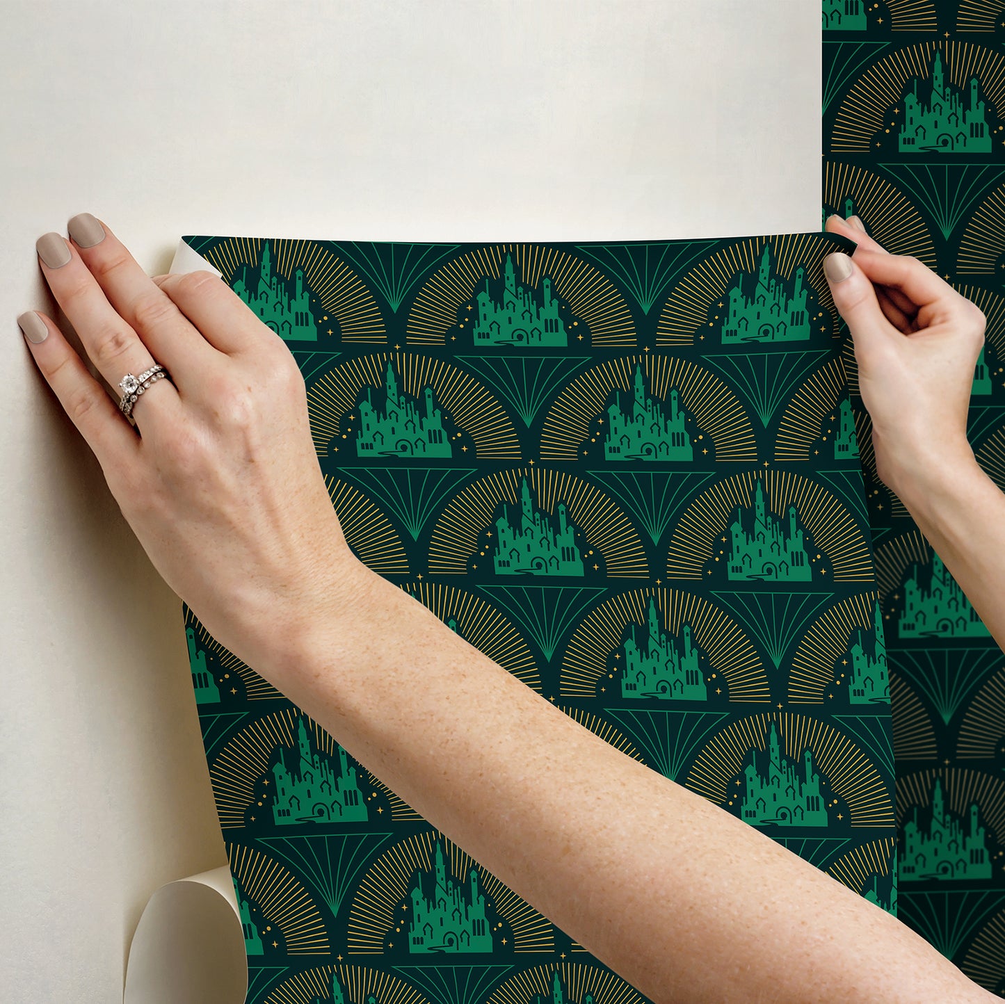 York Wallcoverings RoomMates Wicked Emerald City Peel and Stick Wallpaper Glam Graphics Greens  Wallpaper - RMWS1234