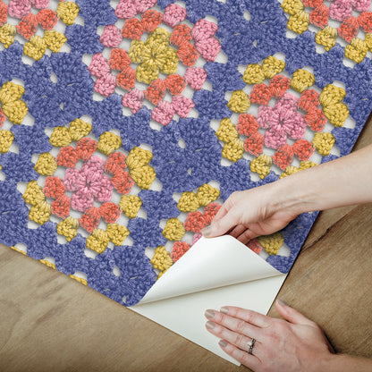 York Wallcoverings RoomMates Granny Square Pink and Purple Peel and Stick Wallpaper Modern Graphics Pinks  Wallpaper - RMWS1240