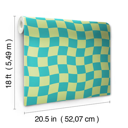 York Wallcoverings RoomMates Groovy Checker Lime Peel and Stick Wallpaper Modern Graphics Greens  Wallpaper - RMWS1243