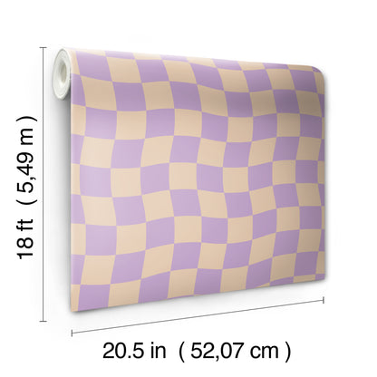 York Wallcoverings RoomMates Groovy Checker Purple Peel and Stick Wallpaper Modern Graphics Purples  Wallpaper - RMWS1244