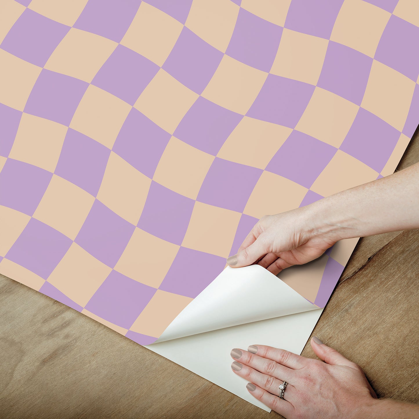 York Wallcoverings RoomMates Groovy Checker Purple Peel and Stick Wallpaper Modern Graphics Purples  Wallpaper - RMWS1244