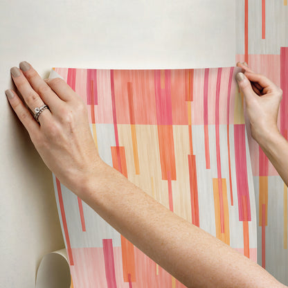 York Wallcoverings RoomMates Abstract Grid Pink Peel and Stick Wallpaper Modern Graphics Pinks  Wallpaper - RMWS1245