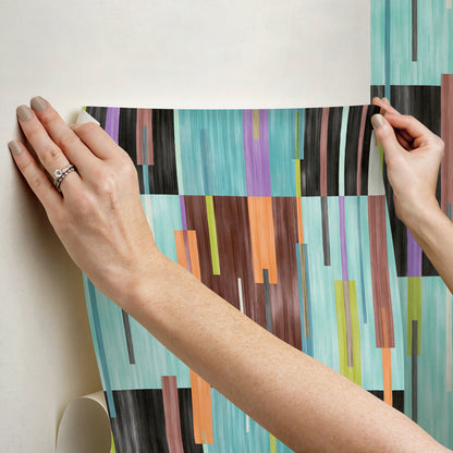 York Wallcoverings RoomMates Abstract Grid Black and Blue Peel and Stick Wallpaper Modern Graphics Blues  Wallpaper - RMWS1246