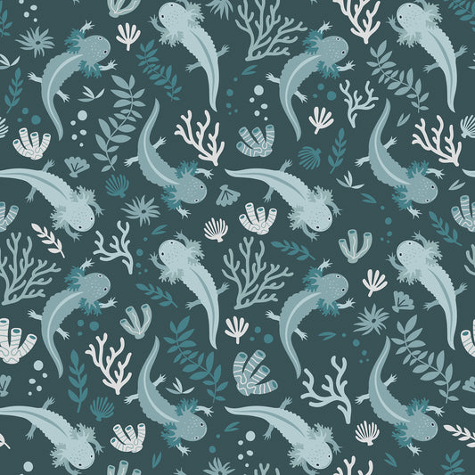 York Wallcoverings RoomMates Axolotl Blue Underwater Garden Peel and Stick Wallpaper Modern Animal Print Blues  Wallpaper - RMWS1248
