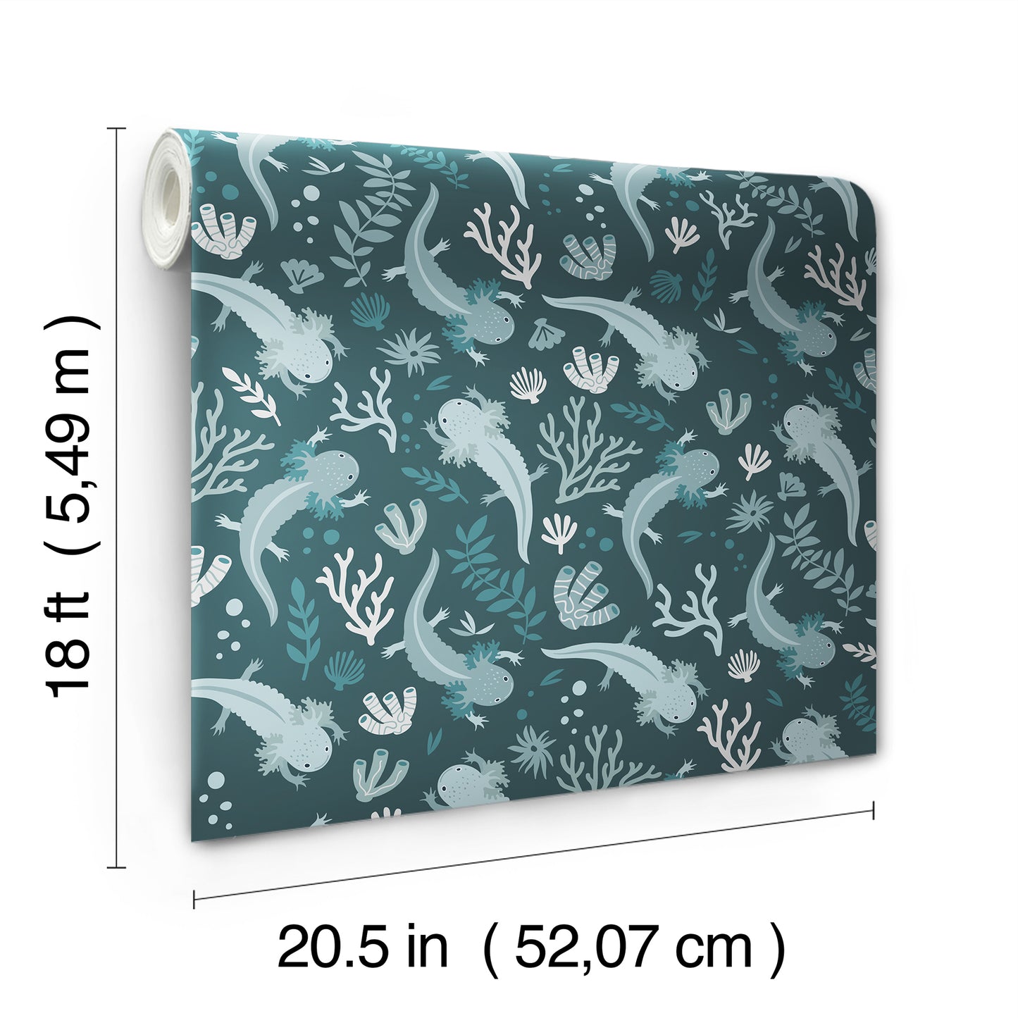 York Wallcoverings RoomMates Axolotl Blue Underwater Garden Peel and Stick Wallpaper Modern Animal Print Blues  Wallpaper - RMWS1248