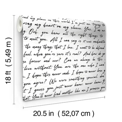 York Wallcoverings RoomMates Love Letters Ink Peel and Stick Wallpaper Modern Alphabet and Numbers Whites and Off-Whites  Wallpaper - RMWS1251