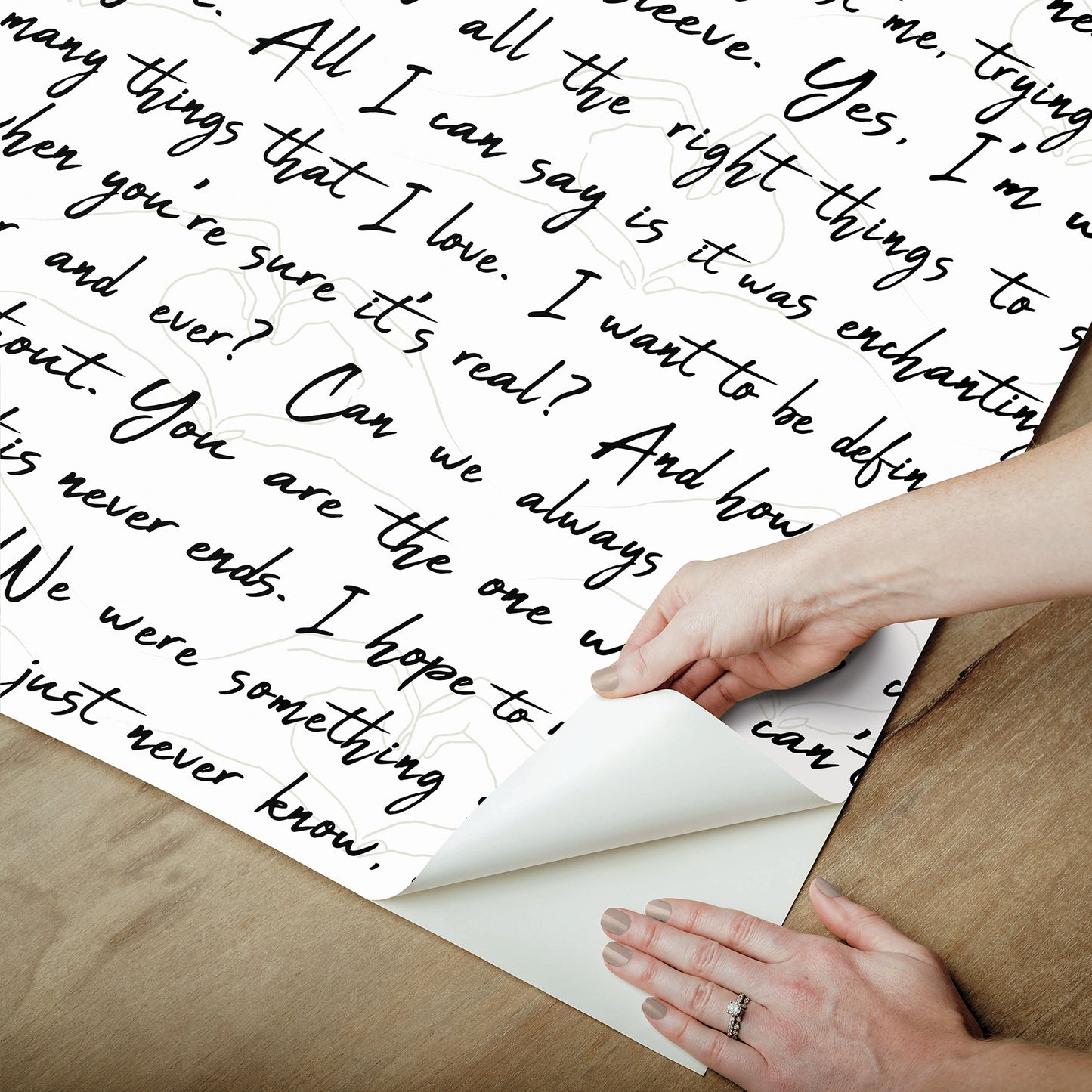 York Wallcoverings RoomMates Love Letters Ink Peel and Stick Wallpaper Modern Alphabet and Numbers Whites and Off-Whites  Wallpaper - RMWS1251