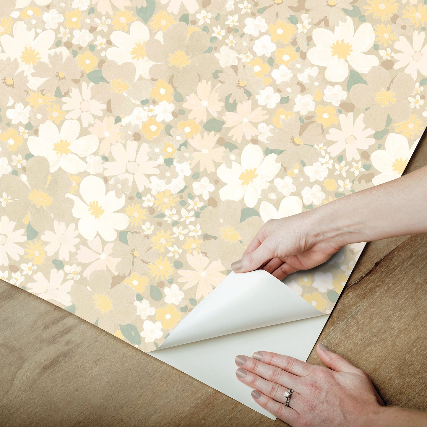 York Wallcoverings RoomMates Wildflower Impressions Yellow Peel and Stick Wallpaper Modern Botanical Yellows  Wallpaper - RMWS1254