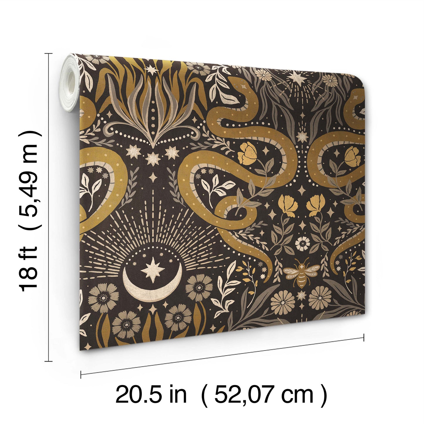 York Wallcoverings RoomMates Mystic Serpent Black Gold Peel and Stick Wallpaper Modern Animals Blacks  Wallpaper - RMWS1255