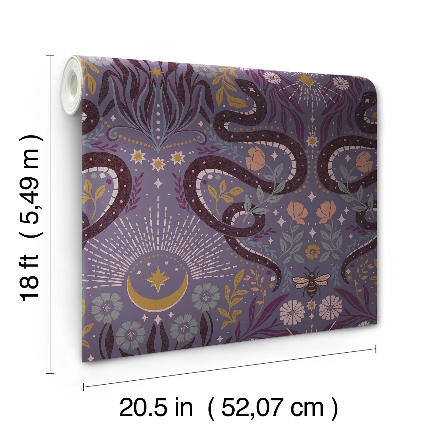York Wallcoverings RoomMates Mystic Serpent Plum Peel and Stick Wallpaper Modern Animals Purples  Wallpaper - RMWS1256