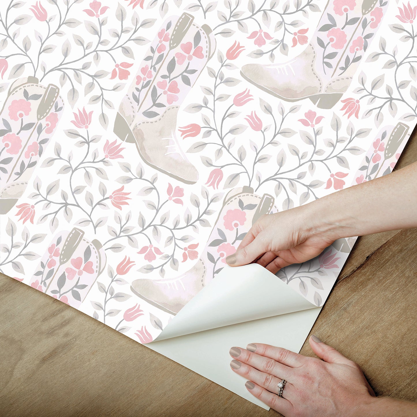 York Wallcoverings RoomMates Cowgirl Like Me Pink Peel and Stick Wallpaper Country Botanical Pinks  Wallpaper - RMWS1259