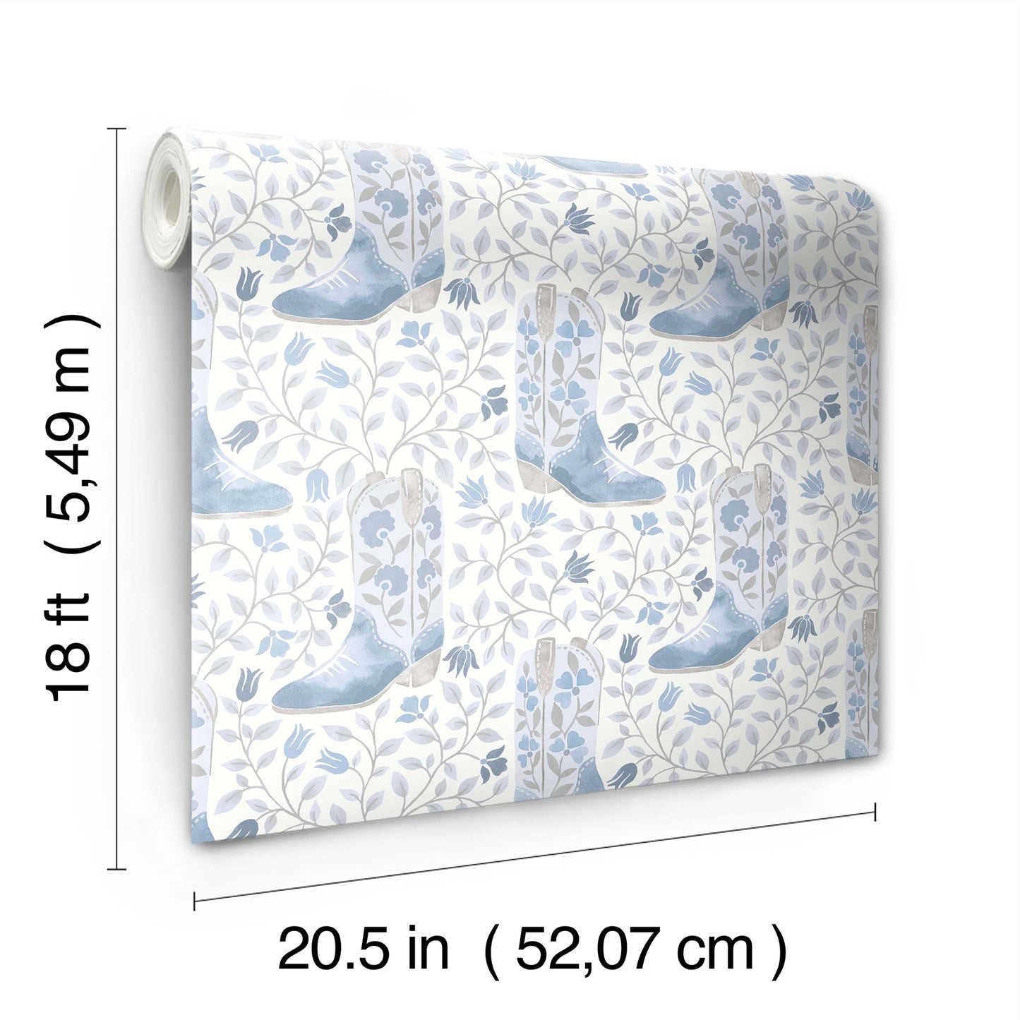 York Wallcoverings RoomMates Cowgirl Like Me Blue Peel and Stick Wallpaper Country Botanical Blues  Wallpaper - RMWS1260