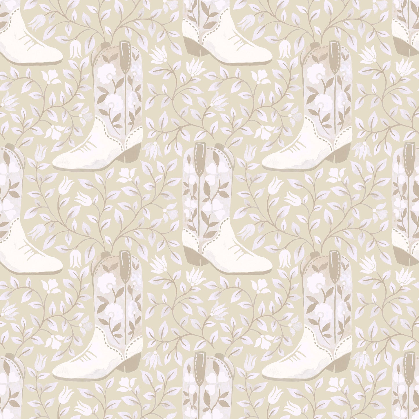 York Wallcoverings RoomMates Cowgirl Like Me Beige Peel and Stick Wallpaper Country Botanical Neutrals  Wallpaper - RMWS1261