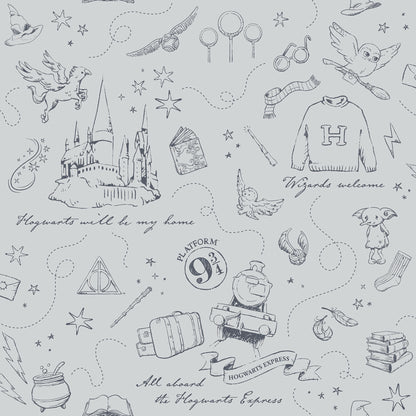 York Wallcoverings RoomMates Harry Potter Magical Moments Trail Grey Peel and Stick Wallpaper Kids Graphics Greys  Wallpaper - RMWS1262