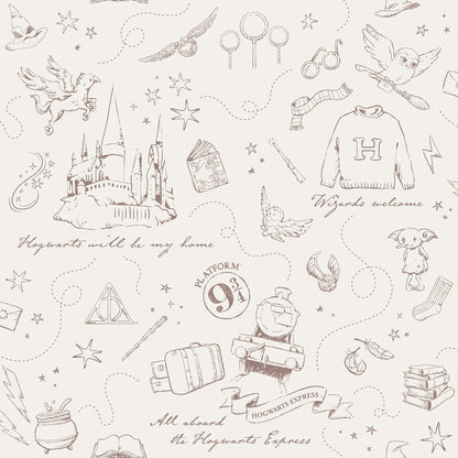 York Wallcoverings RoomMates Harry Potter Magical Moments Trail Cream Peel and Stick Wallpaper Kids Graphics Whites and Off-Whites  Wallpaper - RMWS1263