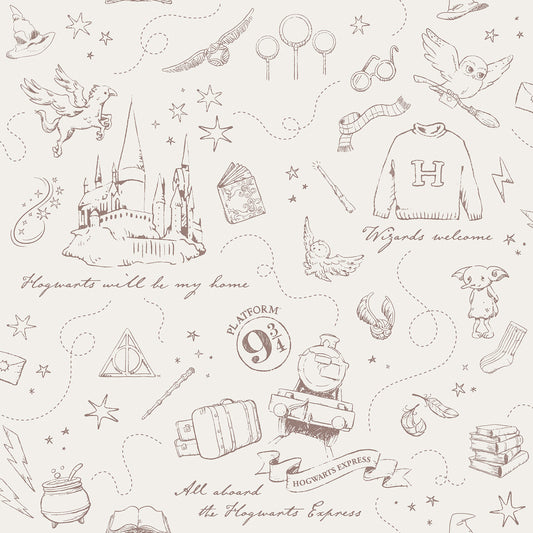 York Wallcoverings RoomMates Harry Potter Magical Moments Trail Cream Peel and Stick Wallpaper Kids Graphics Whites and Off-Whites  Wallpaper - RMWS1263