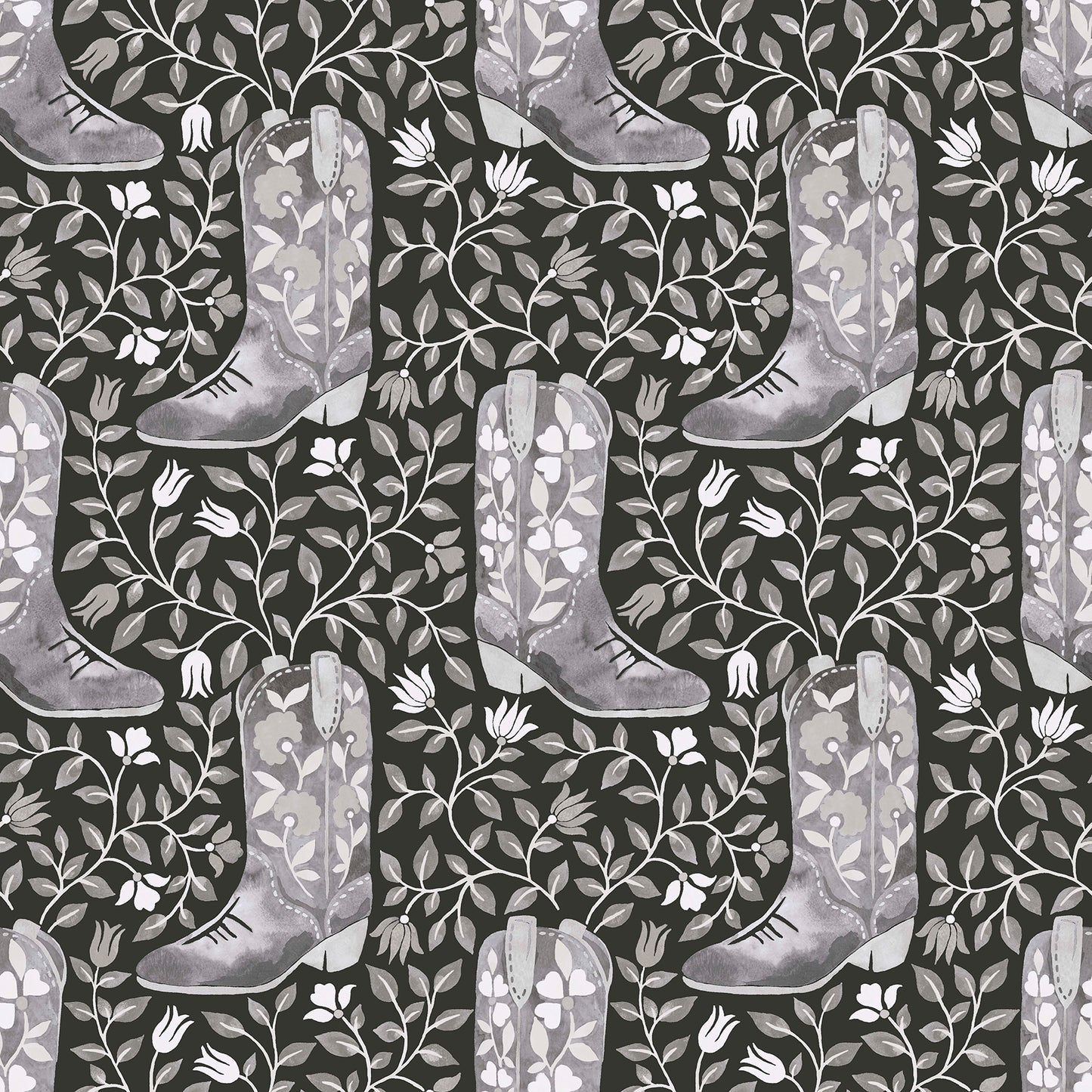 York Wallcoverings RoomMates Cowgirl Like Me Black Peel and Stick Wallpaper Country Botanical Blacks  Wallpaper - RMWS1264